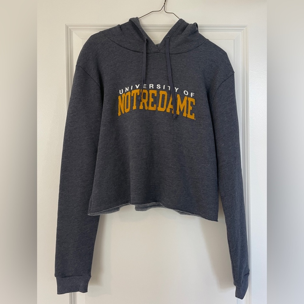 University of Notre Dame Blue 84 Gray Cropped Hoodie - Size M
